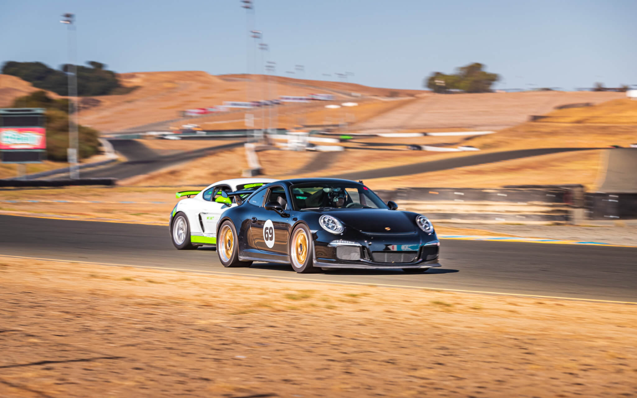 Purple GT3 #512 Crossing the finish line at the track